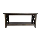 Table basse rustique Merrick Lane avec étagère inférieure, table d'appoint en bois massif de style ferme