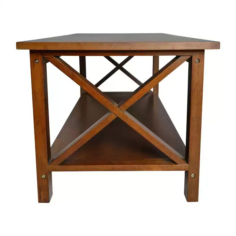 Table basse rustique Merrick Lane avec étagère inférieure, table d'appoint en bois massif de style ferme