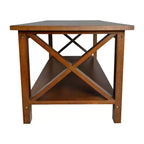 Table basse rustique Merrick Lane avec étagère inférieure, table d'appoint en bois massif de style ferme