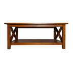 Table basse rustique Merrick Lane avec étagère inférieure, table d'appoint en bois massif de style ferme