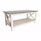 Table basse rustique Merrick Lane avec étagère inférieure, table d'appoint en bois massif de style ferme