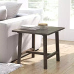 Merrick Lane, table d'appoint rustique en bois massif, modèle Trestle Farmhouse
