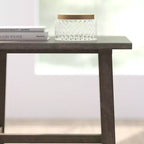 Merrick Lane, table d'appoint rustique en bois massif, modèle Trestle Farmhouse