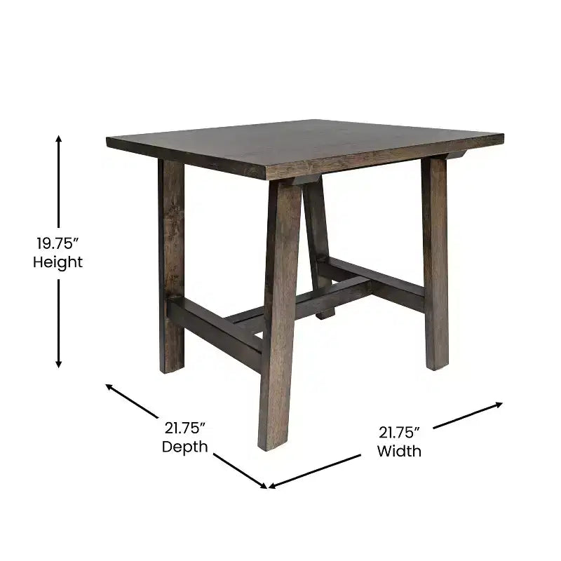 Merrick Lane, table d'appoint rustique en bois massif, modèle Trestle Farmhouse