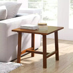 Merrick Lane, table d'appoint rustique en bois massif, modèle Trestle Farmhouse