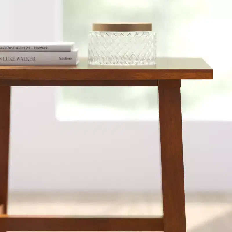 Merrick Lane, table d'appoint rustique en bois massif, modèle Trestle Farmhouse