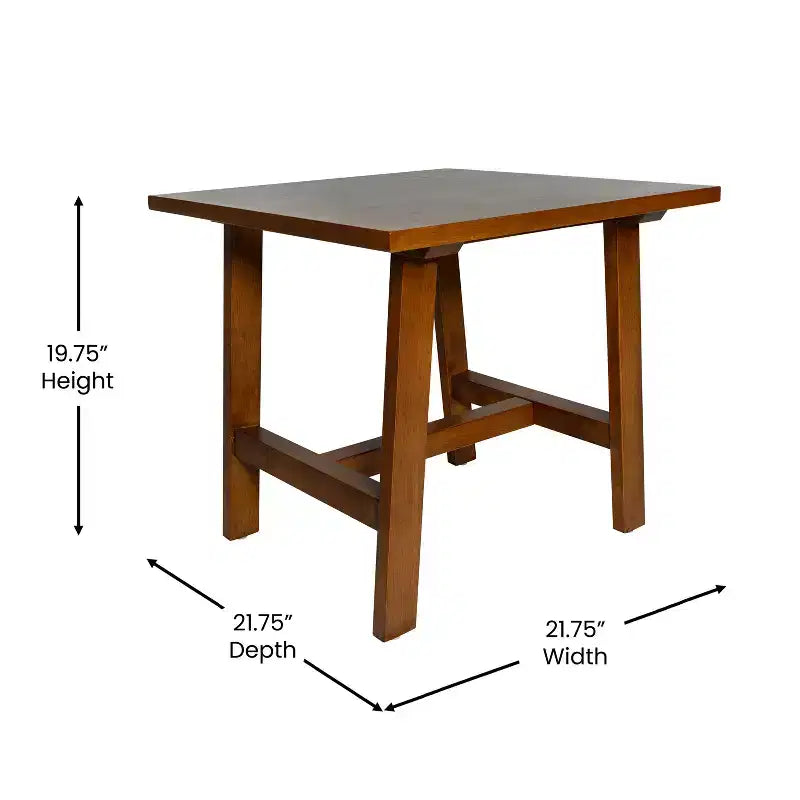 Merrick Lane, table d'appoint rustique en bois massif, modèle Trestle Farmhouse