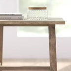 Merrick Lane, table d'appoint rustique en bois massif, modèle Trestle Farmhouse
