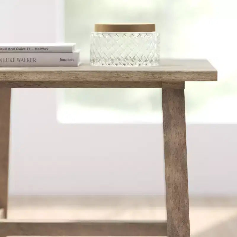 Merrick Lane, table d'appoint rustique en bois massif, modèle Trestle Farmhouse
