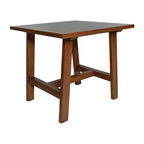 Merrick Lane, table d'appoint rustique en bois massif, modèle Trestle Farmhouse