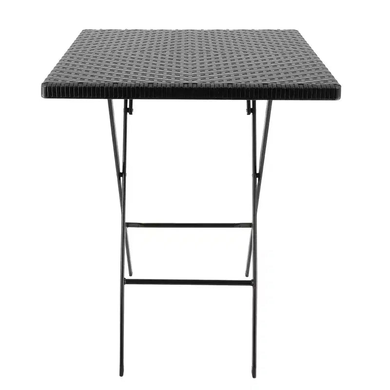 Table carrée pliante Elama en rotin synthétique noir