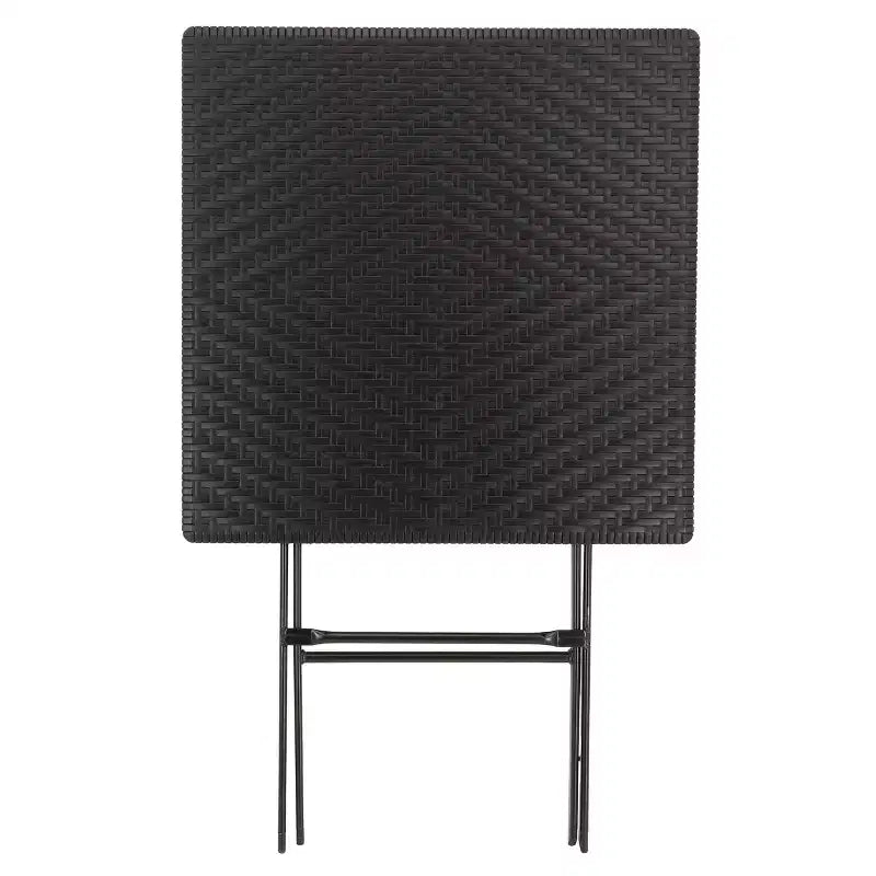 Table carrée pliante Elama en rotin synthétique noir