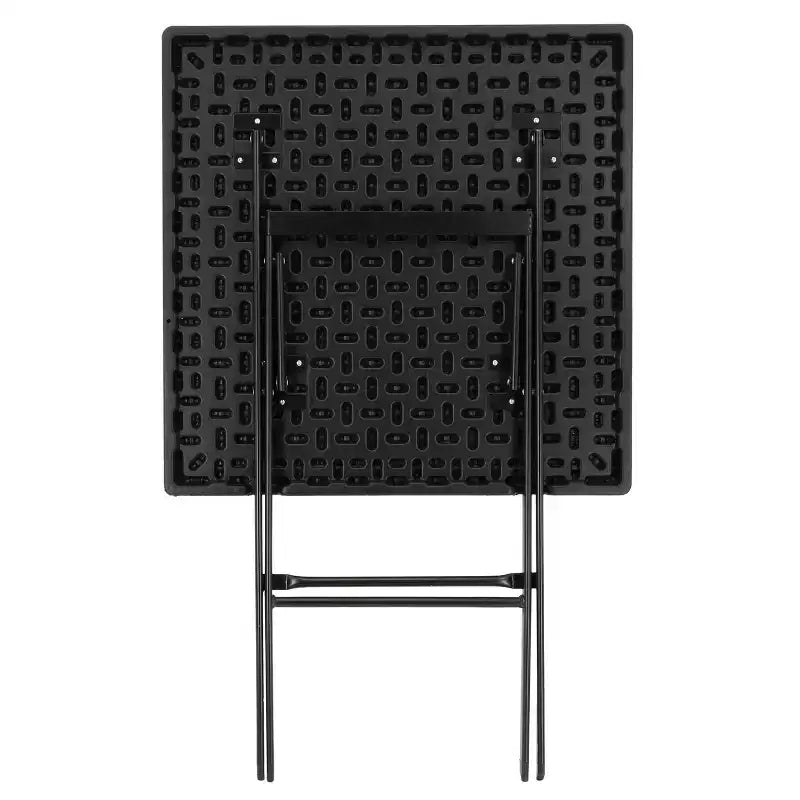 Table carrée pliante Elama en rotin synthétique noir