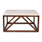 Table basse carrée Kate and Laurel Truss en MDF, 36x36x18, blanc et noyer brun