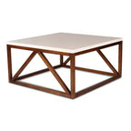 Table basse carrée Kate and Laurel Truss en MDF, 36x36x18, blanc et noyer brun