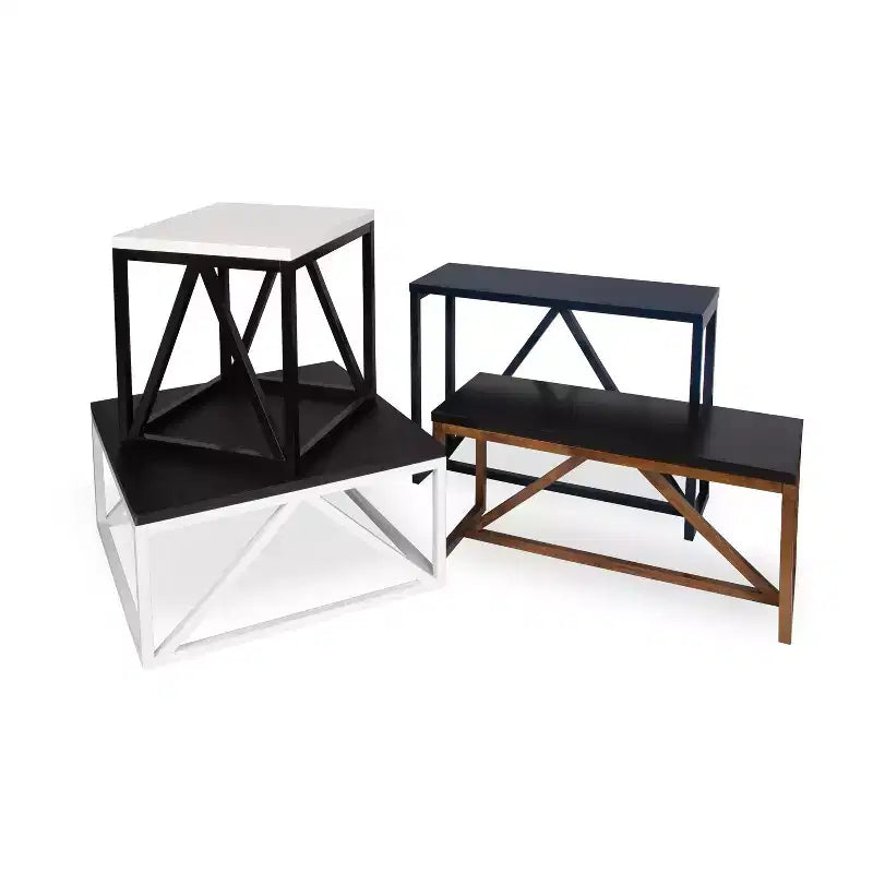Table basse carrée Kate and Laurel Truss en MDF, 36x36x18, blanc et noyer brun