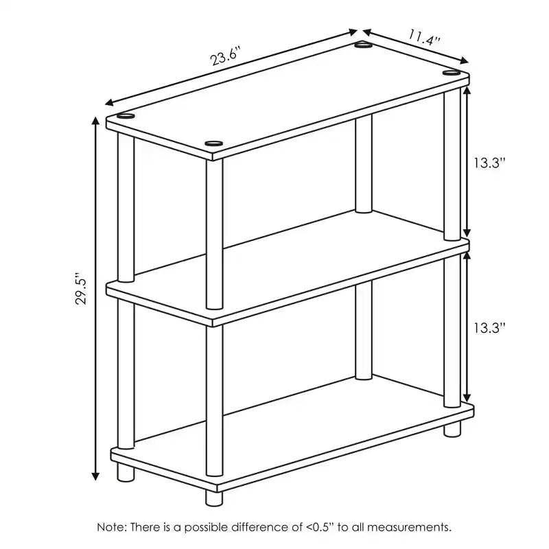 Furinno Étagère industrielle à 3 niveaux, bibliothèque compacte et ouverte, présentoir de rangement