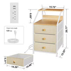 REAHOME Table de chevet moderne à 2 étagères et 3 tiroirs avec station de charge pour chambre à coucher, salon et bureau, couleur taupe