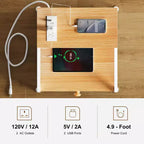 REAHOME Table de chevet moderne à 2 étagères et 3 tiroirs avec station de charge pour chambre à coucher, salon et bureau, couleur taupe