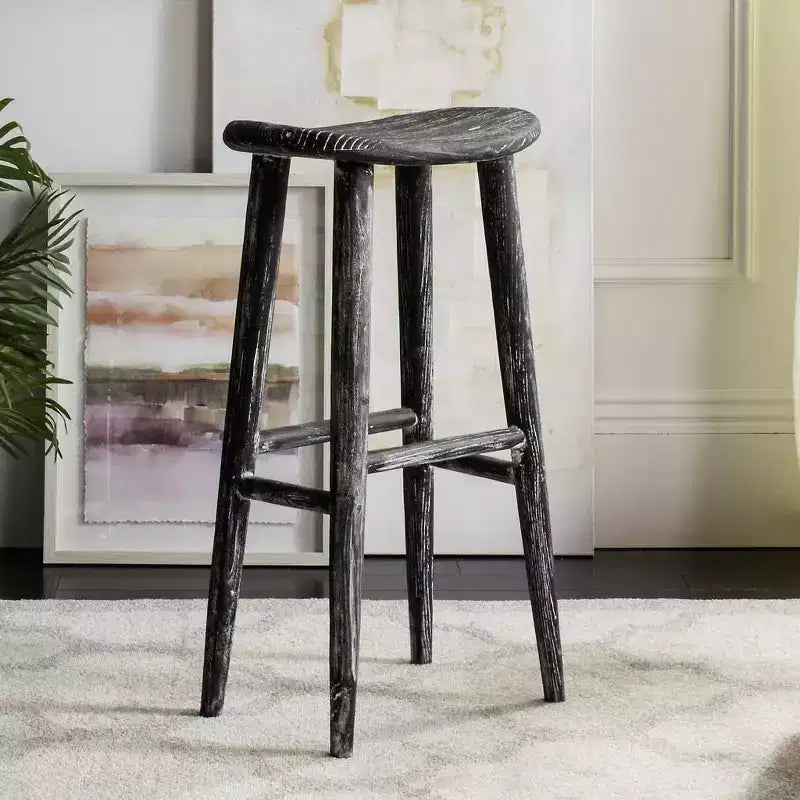 Tabouret de bar Colton Wood - BST1001 - Noir/Blanc délavé/Bois de sungkai - Safavieh