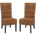 Kiska 18 H Rattan Side Chair (Set of 2) - FOX1021 - Dark Brown - Safavieh Couture