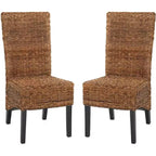 Kiska 18 H Rattan Side Chair (Set of 2) - FOX1021 - Dark Brown - Safavieh Couture