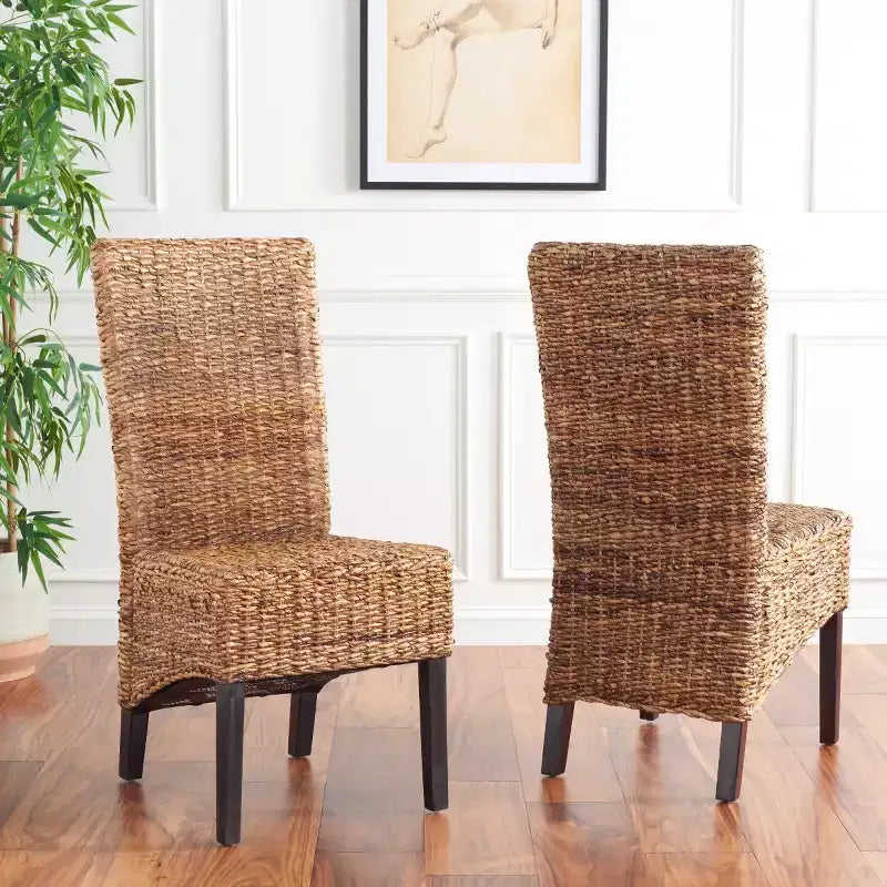Kiska 18 H Chaise d'appoint en rotin (Lot de 2) - FOX1021 - Marron foncé - Safavieh Couture