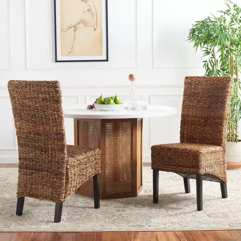 Kiska 18 H Chaise d'appoint en rotin (Lot de 2) - FOX1021 - Marron foncé - Safavieh Couture
