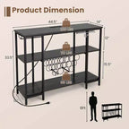 Costway Meuble Bar à Vin Étagère de Rangement pour Boissons Verres avec Prises Électriques Marron/Gris