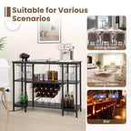 Costway Meuble Bar à Vin Étagère de Rangement pour Boissons Verres avec Prises Électriques Marron/Gris