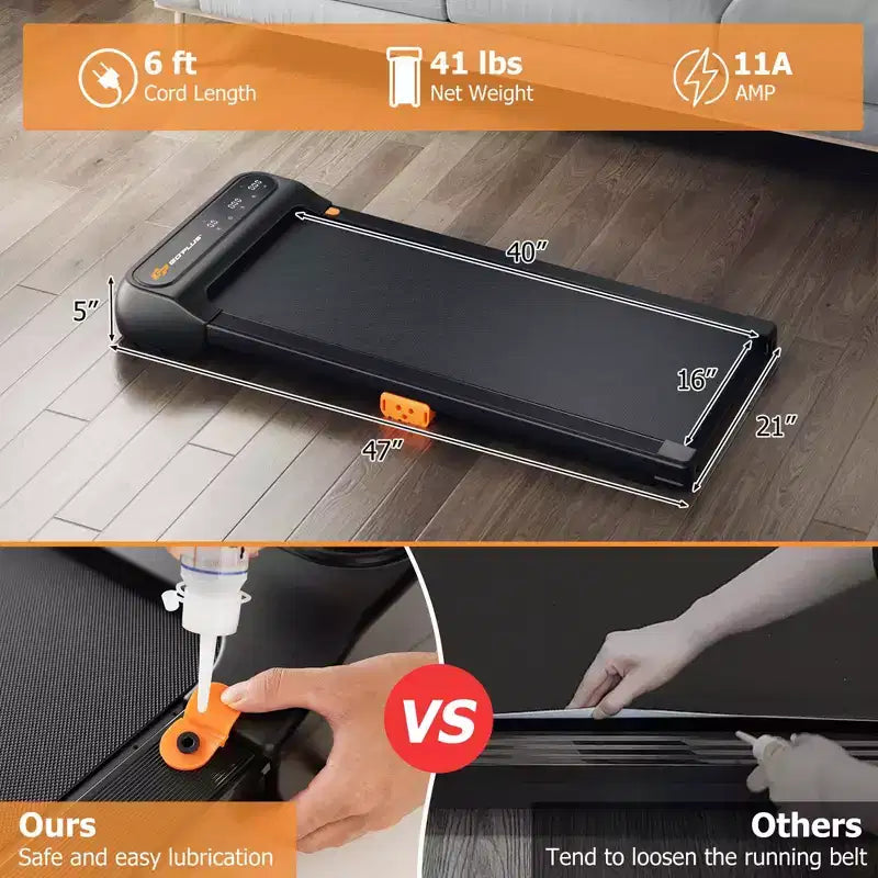 Tapis de marche Costway sous le bureau avec télécommande et écran tactile LED pour la maison/le bureau