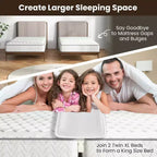 Costway 9/12 Kit de Convertisseur Lit Jumeau XL en King Size avec Sangle de Remplissage pour Pont de Lit Extra Large