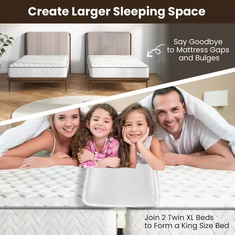 Costway 9/12 Kit de Convertisseur Lit Jumeau XL en King Size avec Sangle de Remplissage pour Pont de Lit Extra Large