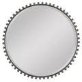 Uttermost Round Vanity Accent Wall Mirror Industrial Beveled Distressed Black Gray Glaze Iron Frame 32 Wide for Bathroom Bedroom