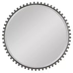 Uttermost Round Vanity Accent Wall Mirror Industrial Beveled Distressed Black Gray Glaze Iron Frame 32 Wide for Bathroom Bedroom