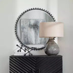 Miroir Mural Rond Industriel Uttermost, Biseauté, Cadre en Fer Glacé Noir et Gris Vieilli, 32 Pouces de Large, pour Salle de Bain et Chambre à Coucher