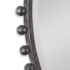 Miroir Mural Rond Industriel Uttermost, Biseauté, Cadre en Fer Glacé Noir et Gris Vieilli, 32 Pouces de Large, pour Salle de Bain et Chambre à Coucher