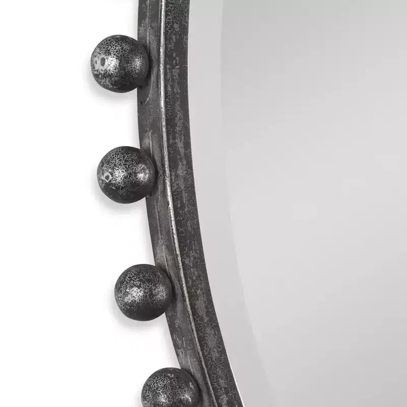 Miroir Mural Rond Industriel Uttermost, Biseauté, Cadre en Fer Glacé Noir et Gris Vieilli, 32 Pouces de Large, pour Salle de Bain et Chambre à Coucher