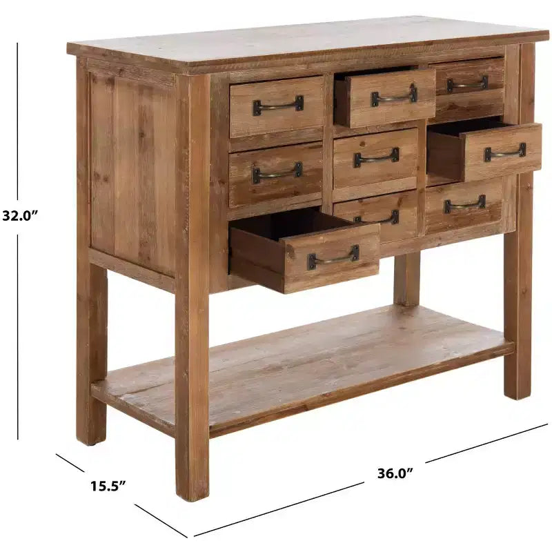 Mendie 6 Drawer Table - AMH1552 - Natural Oak - Safavieh Couture