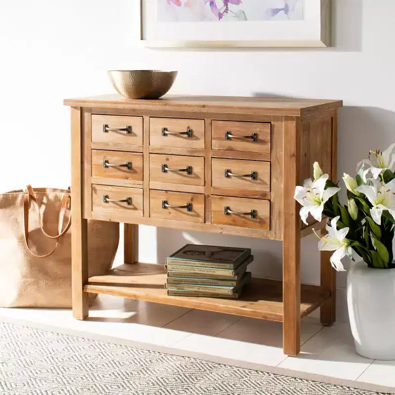 Mendie 6 Drawer Table - AMH1552 - Natural Oak - Safavieh Couture