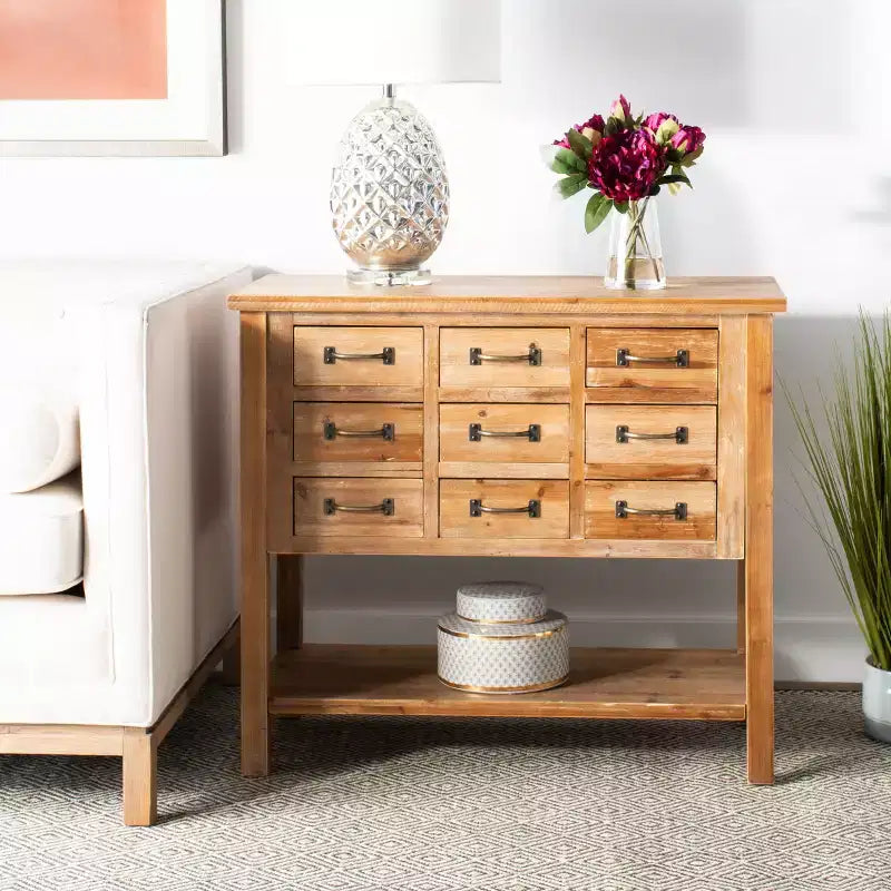 Mendie 6 Drawer Table - AMH1552 - Natural Oak - Safavieh Couture