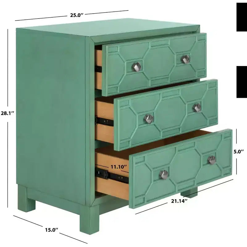 Commode à 3 tiroirs Izumi - CHS9201 - Turquoise - Safavieh