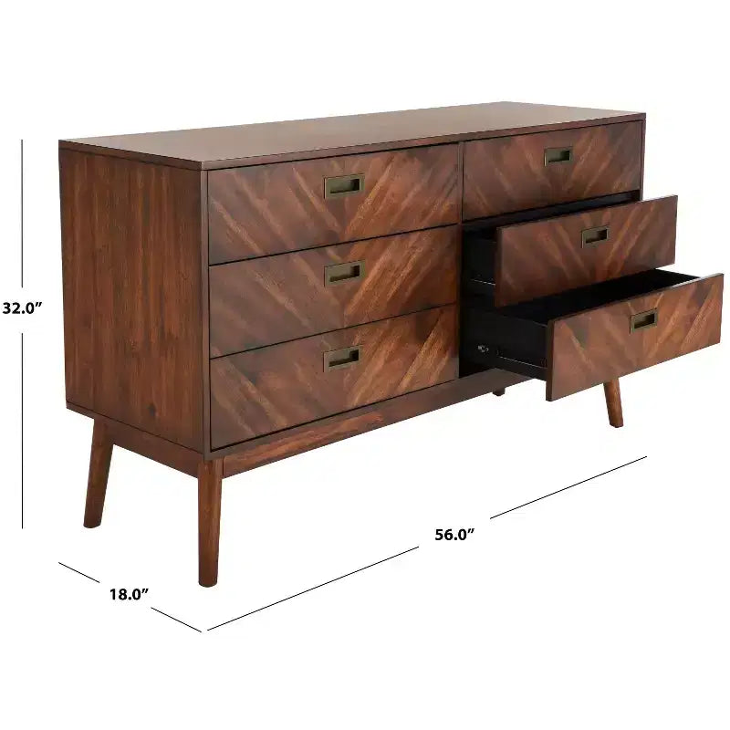 Donald 6 Drawer Mid-Centry Dresser - SFV2110 - Safavieh Couture