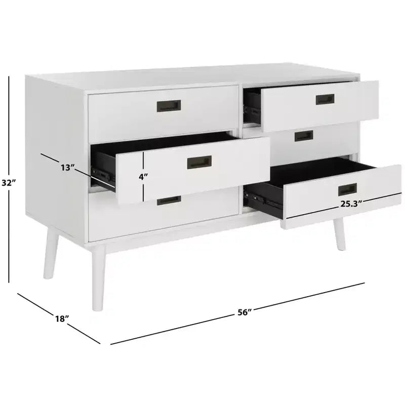 Donald 6 Drawer Mid-Centry Dresser - SFV2110 - Safavieh Couture