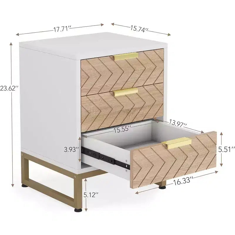Lot de 2 tables de chevet Lantine Modern à 3 tiroirs