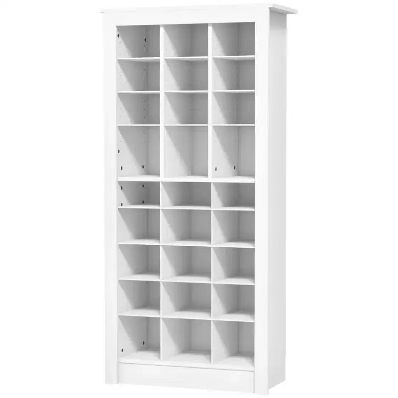 Meuble à chaussures étroit HOMCOM de 58 po pour entrée, organisateur de rangement de chaussures haut avec étagères réglables pour 27 paires de chaussures pour couloir, blanc