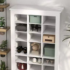 Meuble à chaussures étroit HOMCOM de 58 po pour entrée, organisateur de rangement de chaussures haut avec étagères réglables pour 27 paires de chaussures pour couloir, blanc