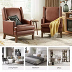 Fauteuil en cuir véritable Pedro avec cadre en bois massif et coussin d'assise amovible, lot de 2 | ART OF LIVING DESIGNS