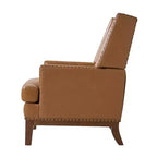 Fauteuil en cuir véritable Pedro avec cadre en bois massif et coussin d'assise amovible, lot de 2 | ART OF LIVING DESIGNS