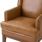 Fauteuil en cuir véritable Pedro avec cadre en bois massif et coussin d'assise amovible, lot de 2 | ART OF LIVING DESIGNS